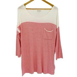 Gap slouchy red and cream stripe pocket sweater size large